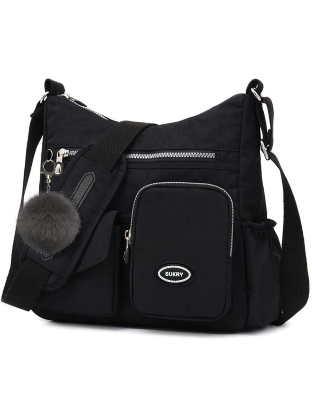 Women's Black Nylon Crossbody Bag Anti theft RFID Pocket Waterproof Travel Bag